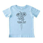 October Girl Birth Flowers (Line Art) Tee - Toddlers