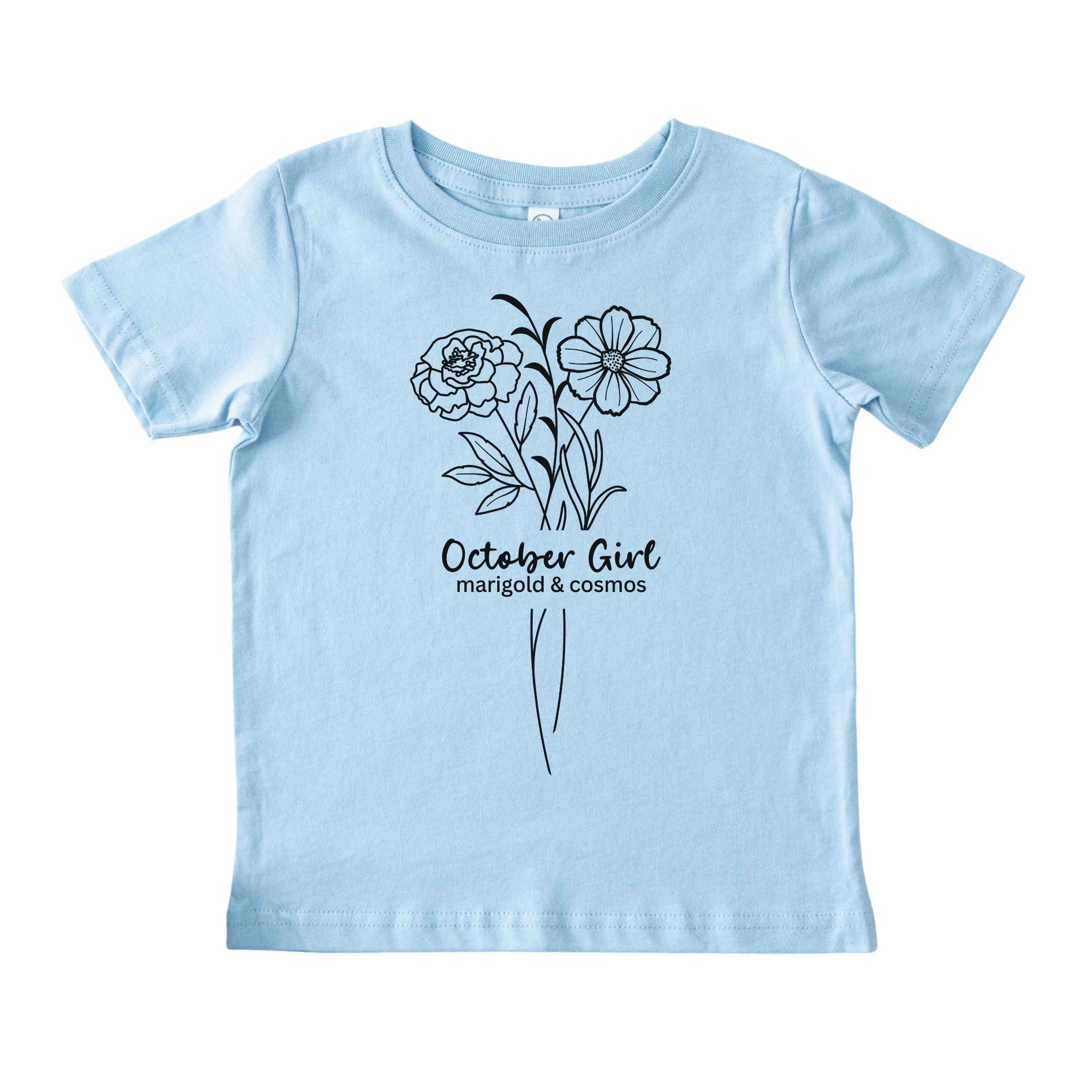 October Girl Birth Flowers (Line Art) Tee - Toddlers