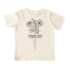 October Girl Birth Flowers (Line Art) Tee - Toddlers