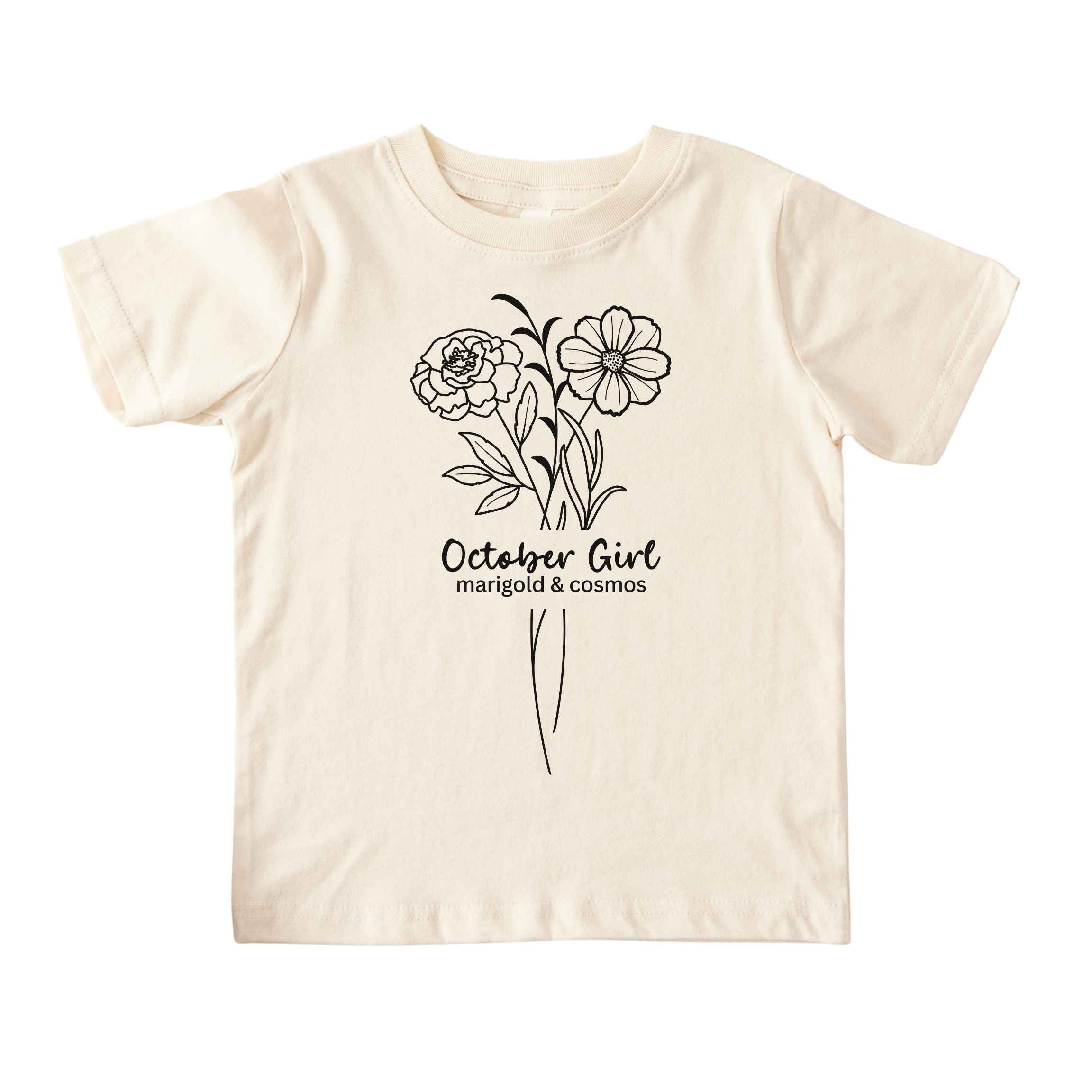 October Girl Birth Flowers (Line Art) Tee - Toddlers