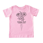 October Girl Birth Flowers (Line Art) Tee - Toddlers