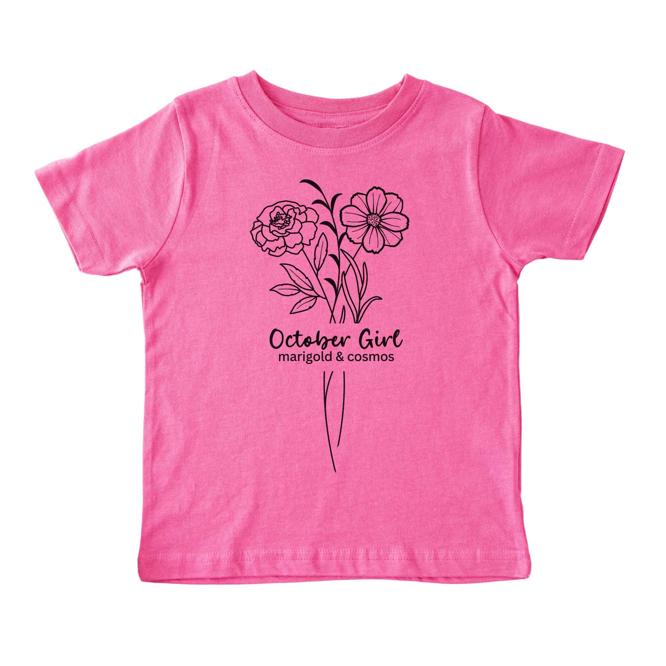 October Girl Birth Flowers (Line Art) Tee - Toddlers