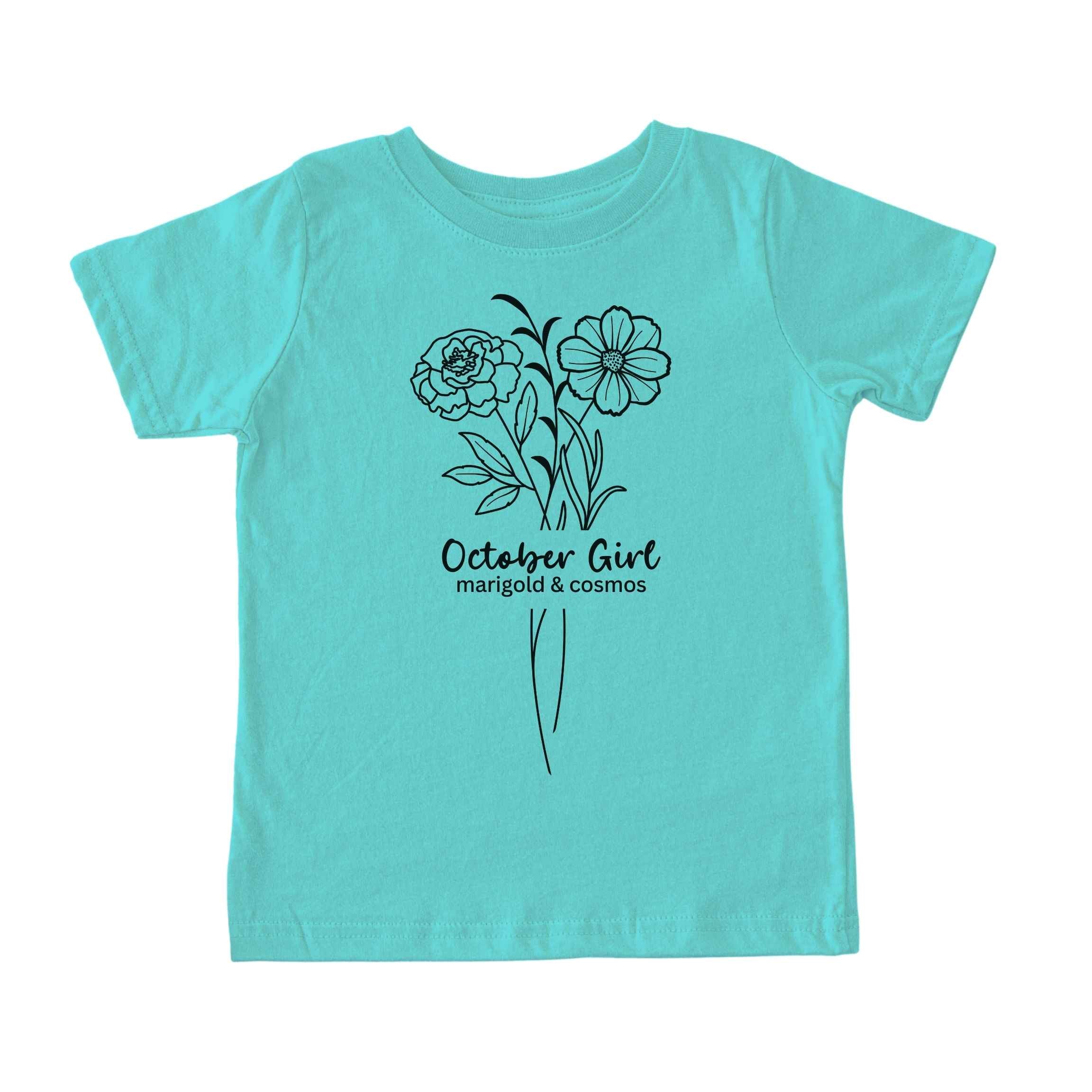 October Girl Birth Flowers (Line Art) Tee - Toddlers