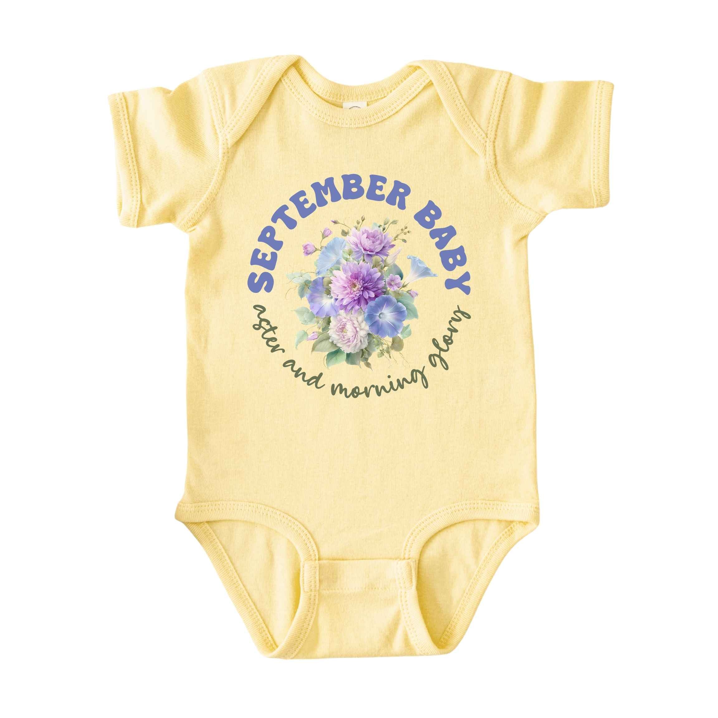 September Baby Birth Flowers (Circle) Bodysuit