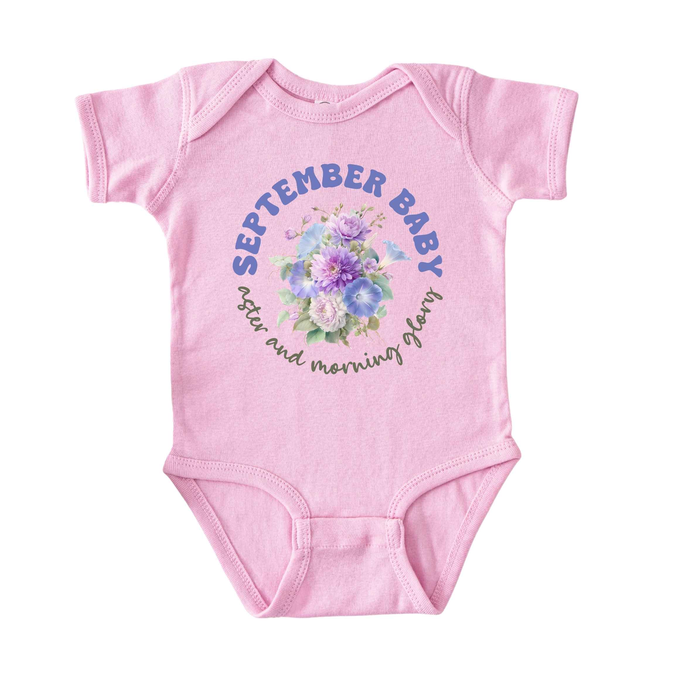 September Baby Birth Flowers (Circle) Bodysuit