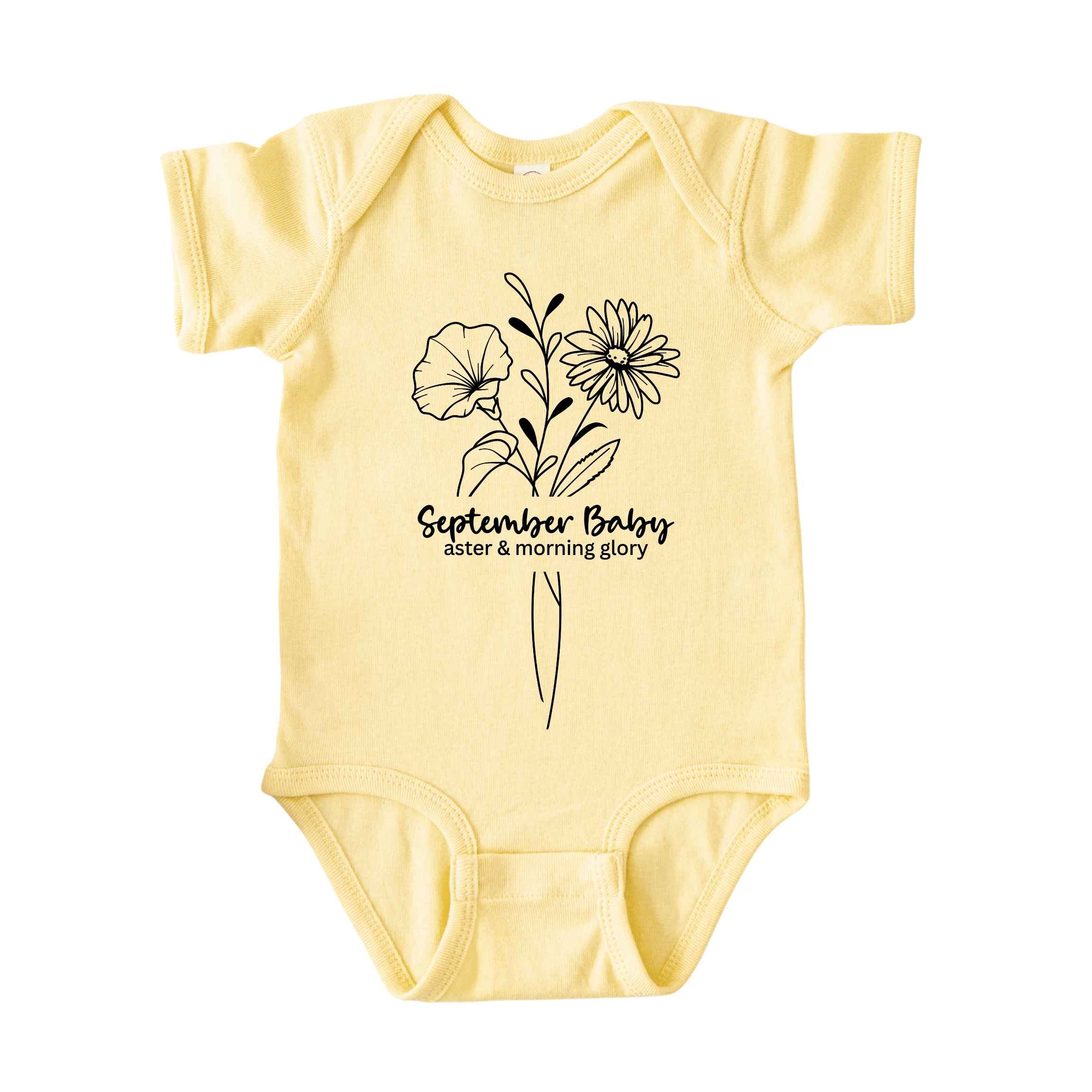 September Baby Birth Flowers (Line Art) Bodysuit