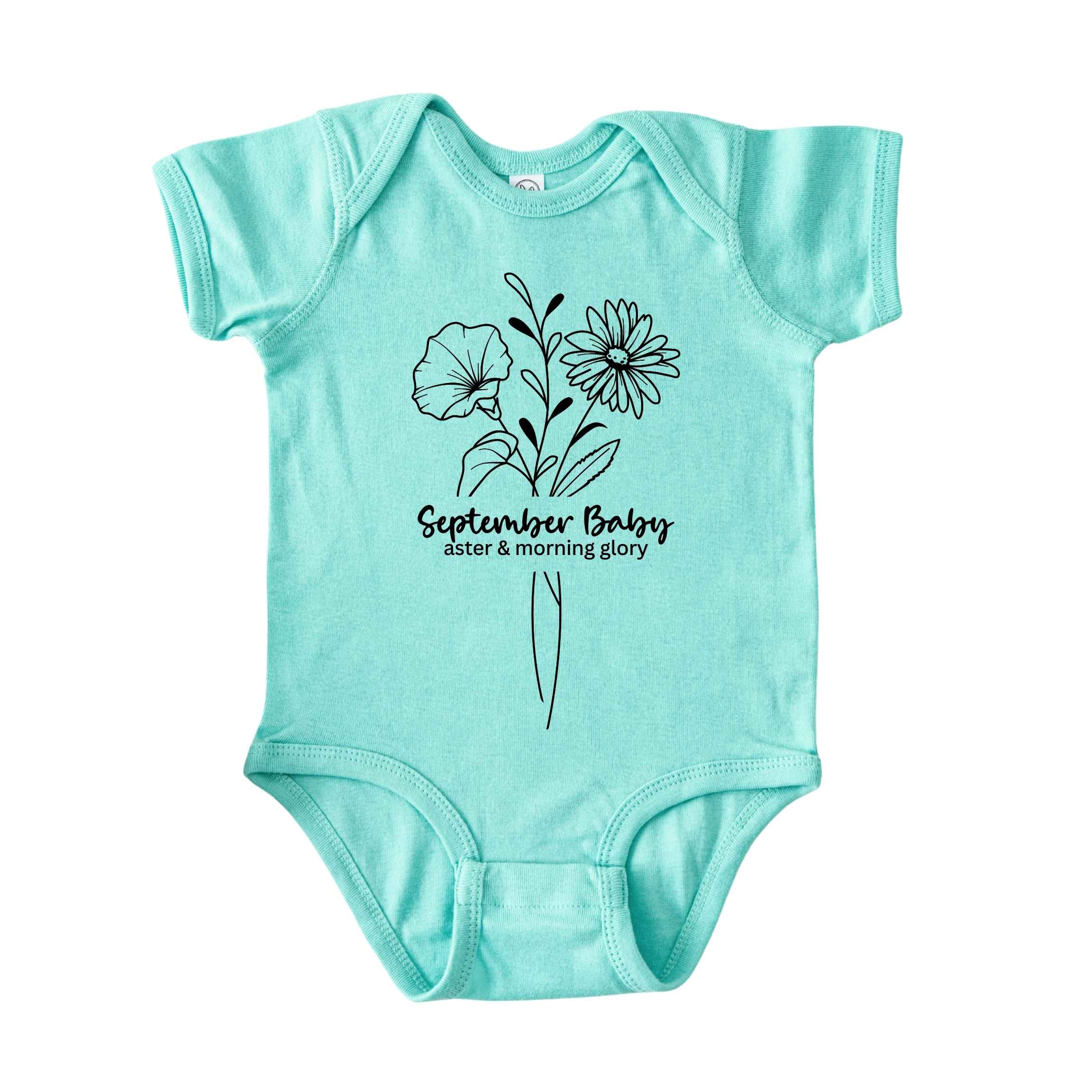 September Baby Birth Flowers (Line Art) Bodysuit