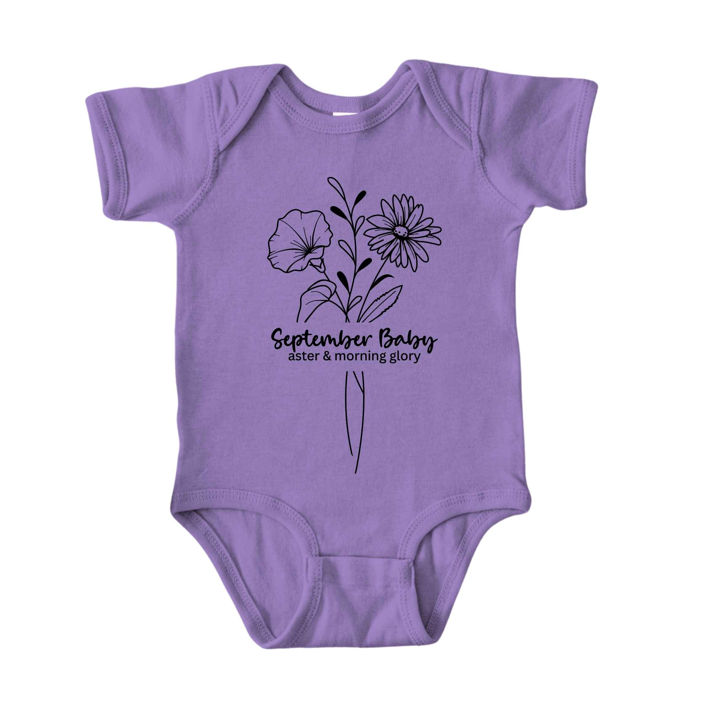 September Baby Birth Flowers (Line Art) Bodysuit