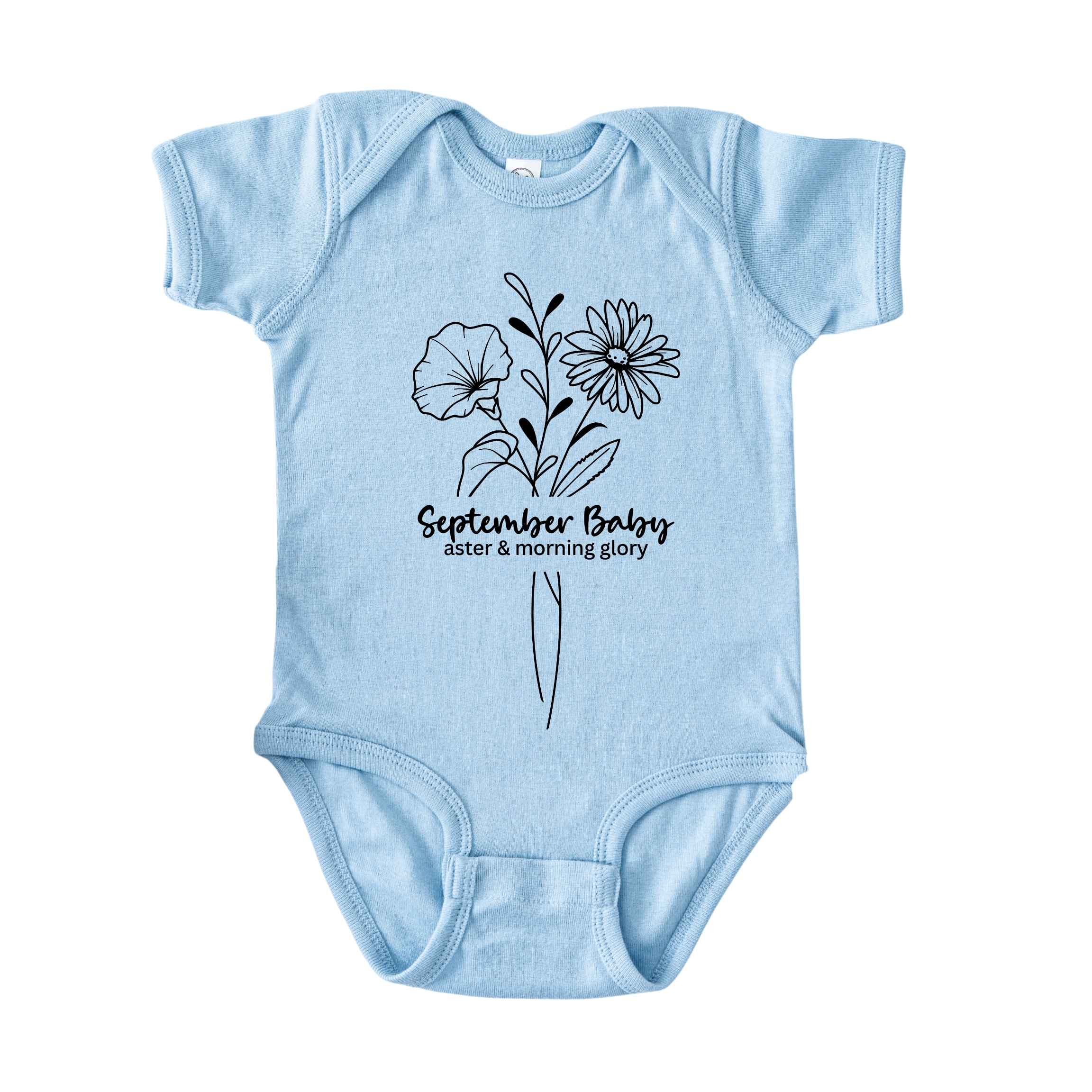 September Baby Birth Flowers (Line Art) Bodysuit