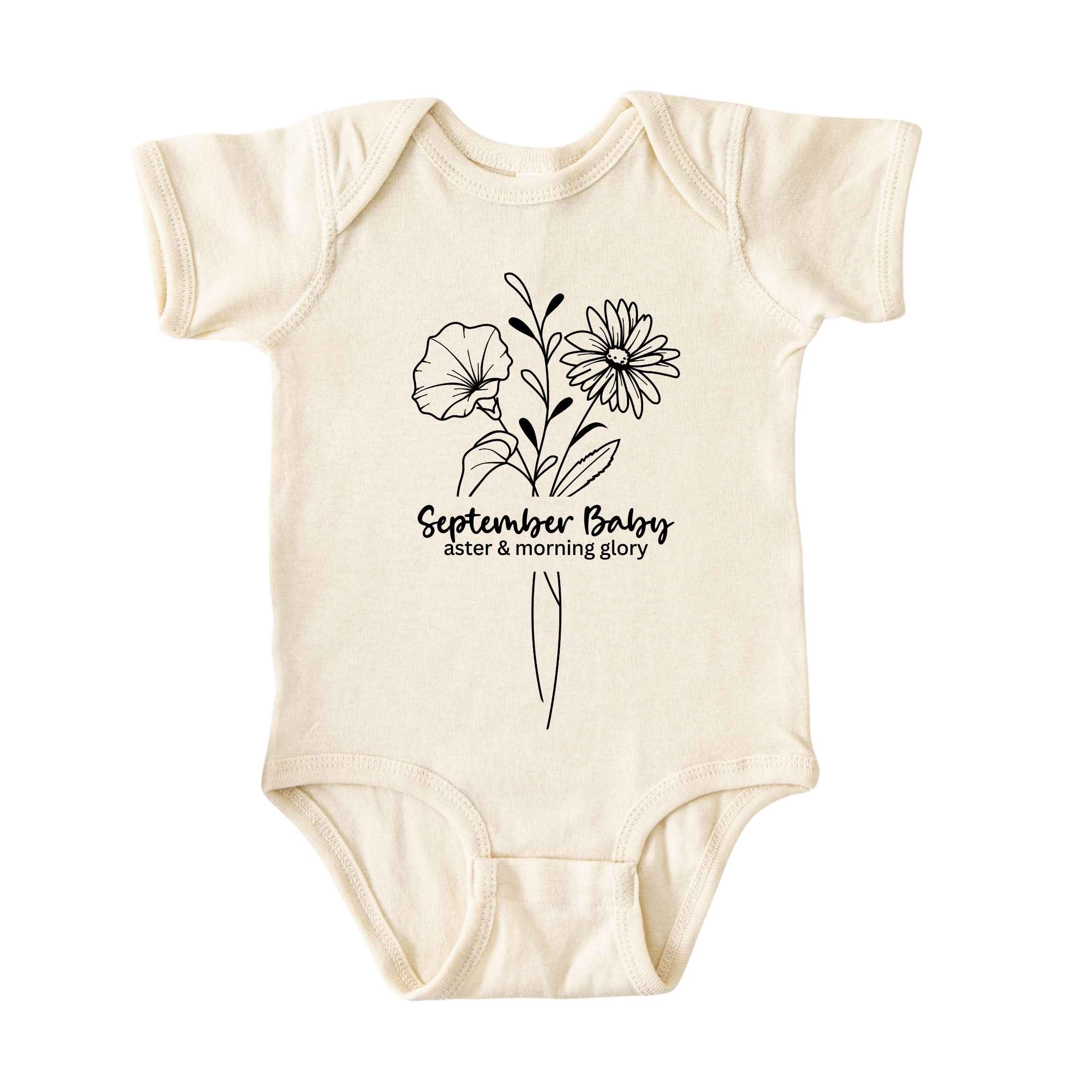 September Baby Birth Flowers (Line Art) Bodysuit