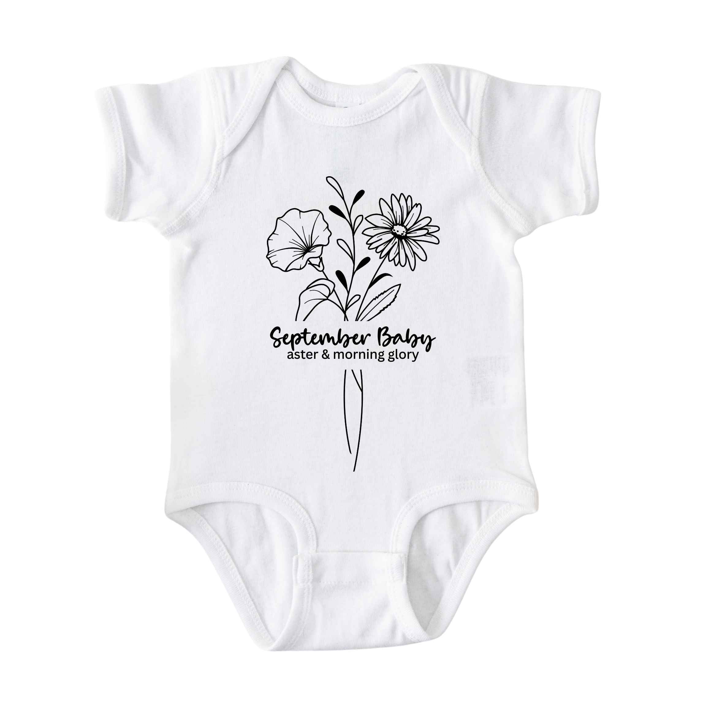September Baby Birth Flowers (Line Art) Bodysuit