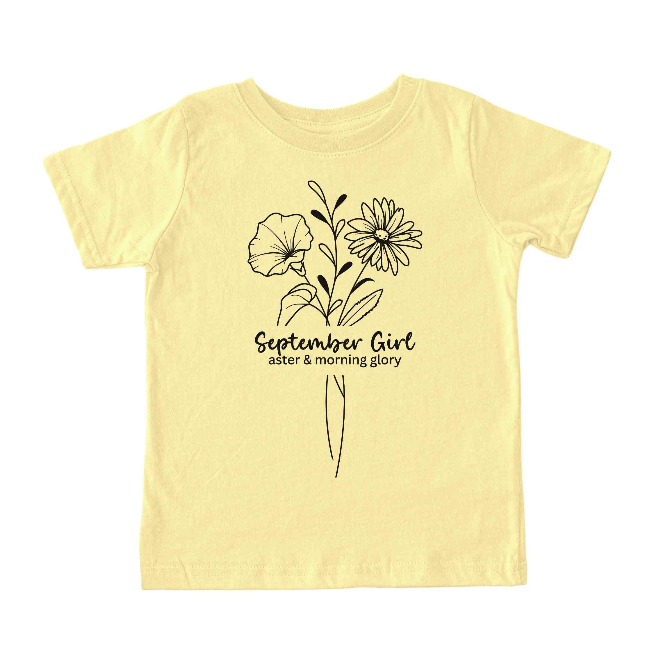 September Girl Birth Flowers (Line Art) Tee - Toddlers