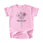 September Girl Birth Flowers (Line Art) Tee - Kids