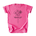 September Girl Birth Flowers (Line Art) Tee - Kids