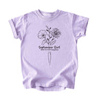 September Girl Birth Flowers (Line Art) Tee - Kids