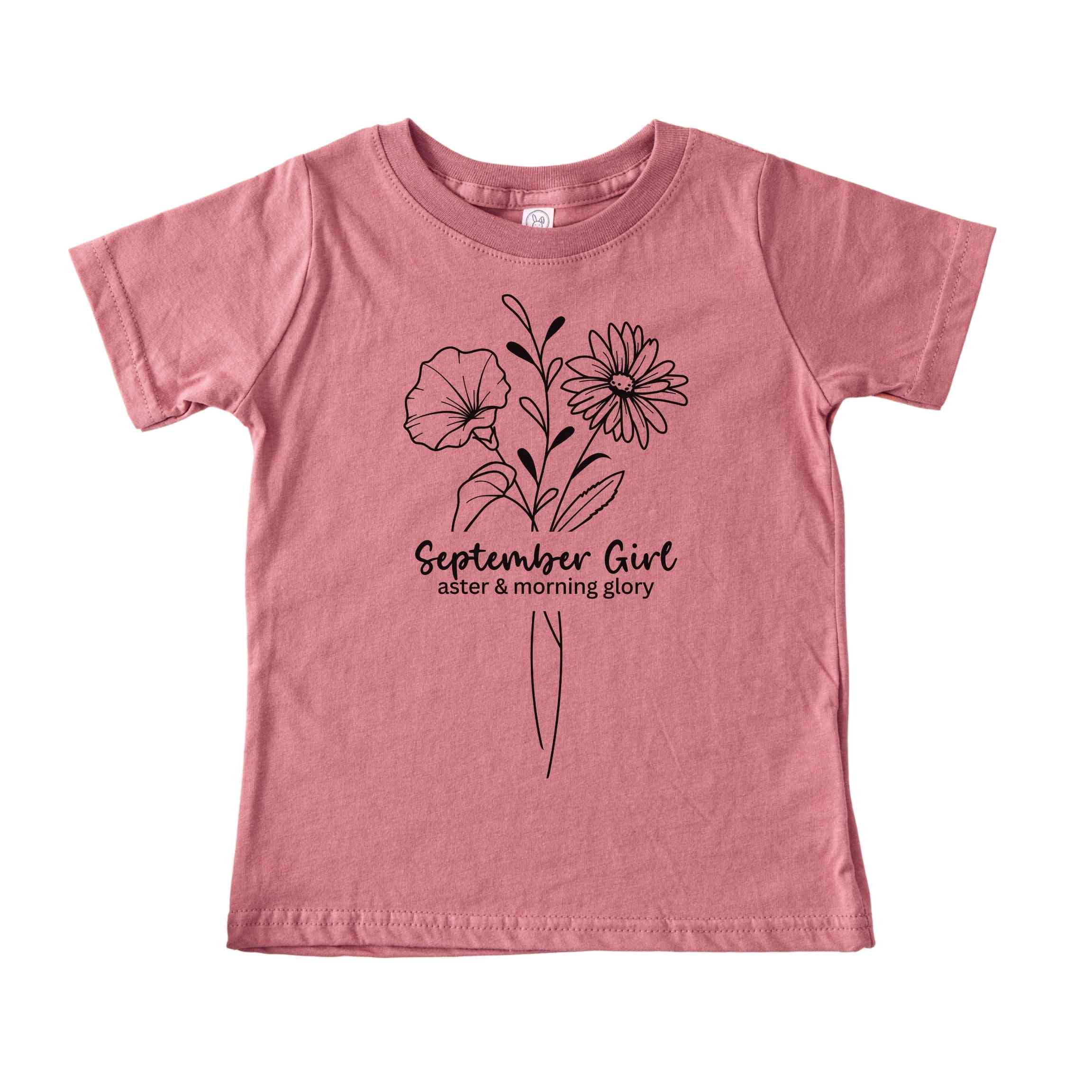 September Girl Birth Flowers (Line Art) Tee - Toddlers