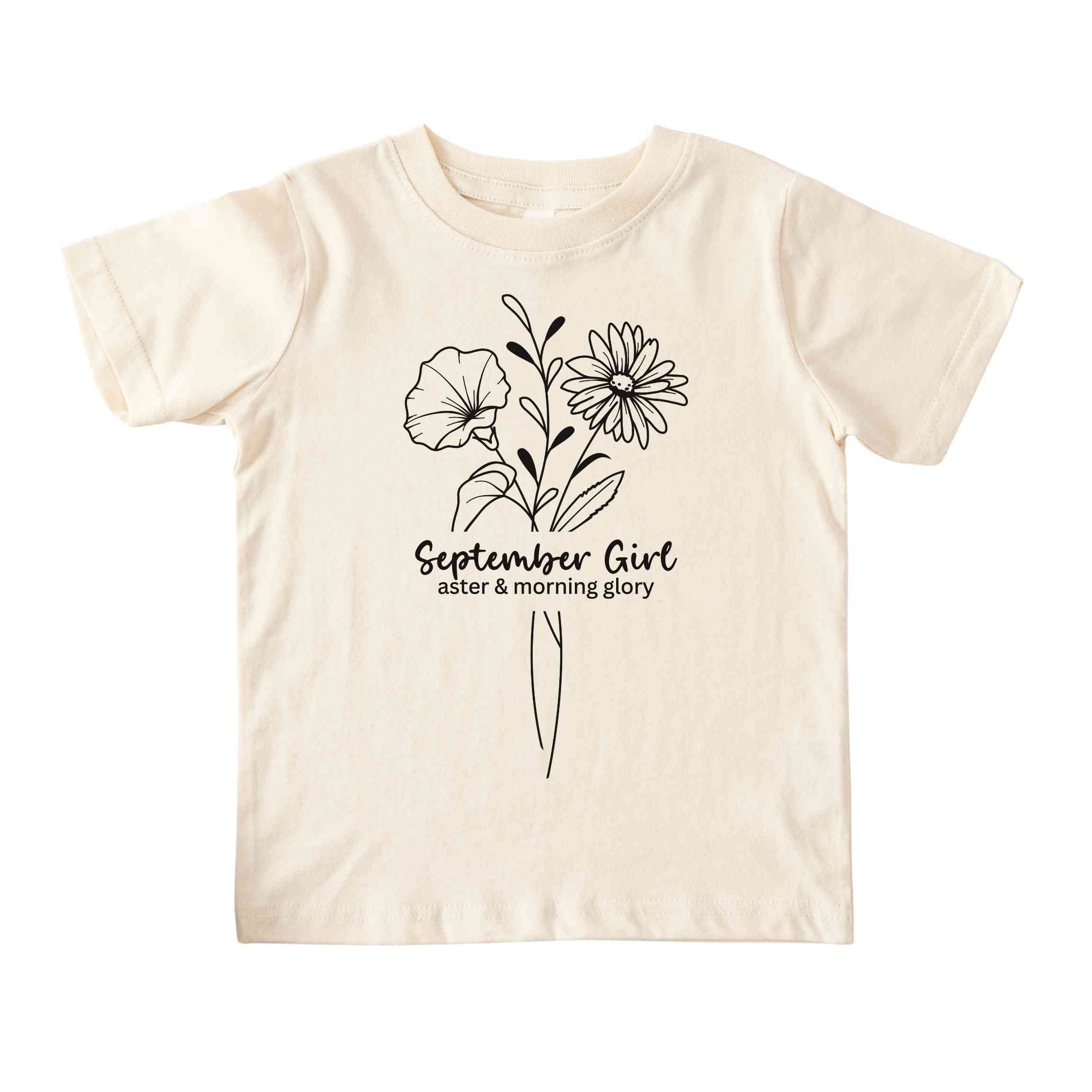 September Girl Birth Flowers (Line Art) Tee - Toddlers