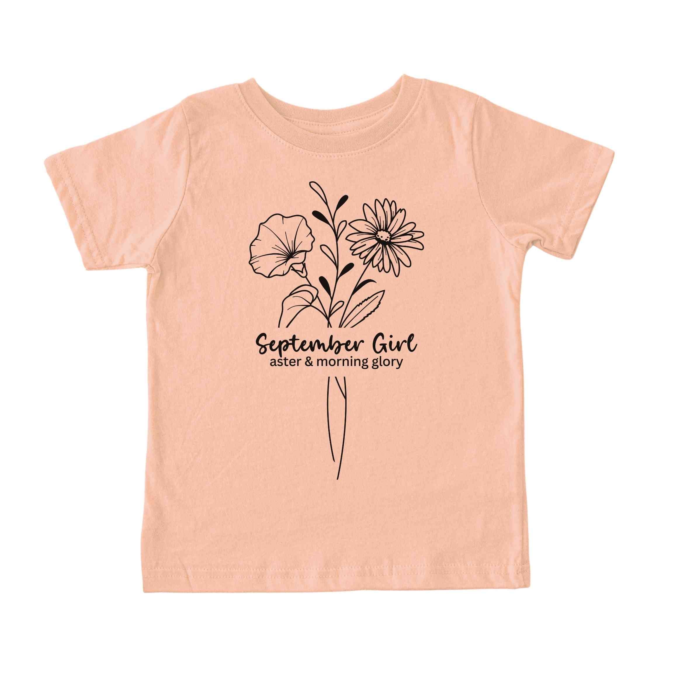 September Girl Birth Flowers (Line Art) Tee - Toddlers