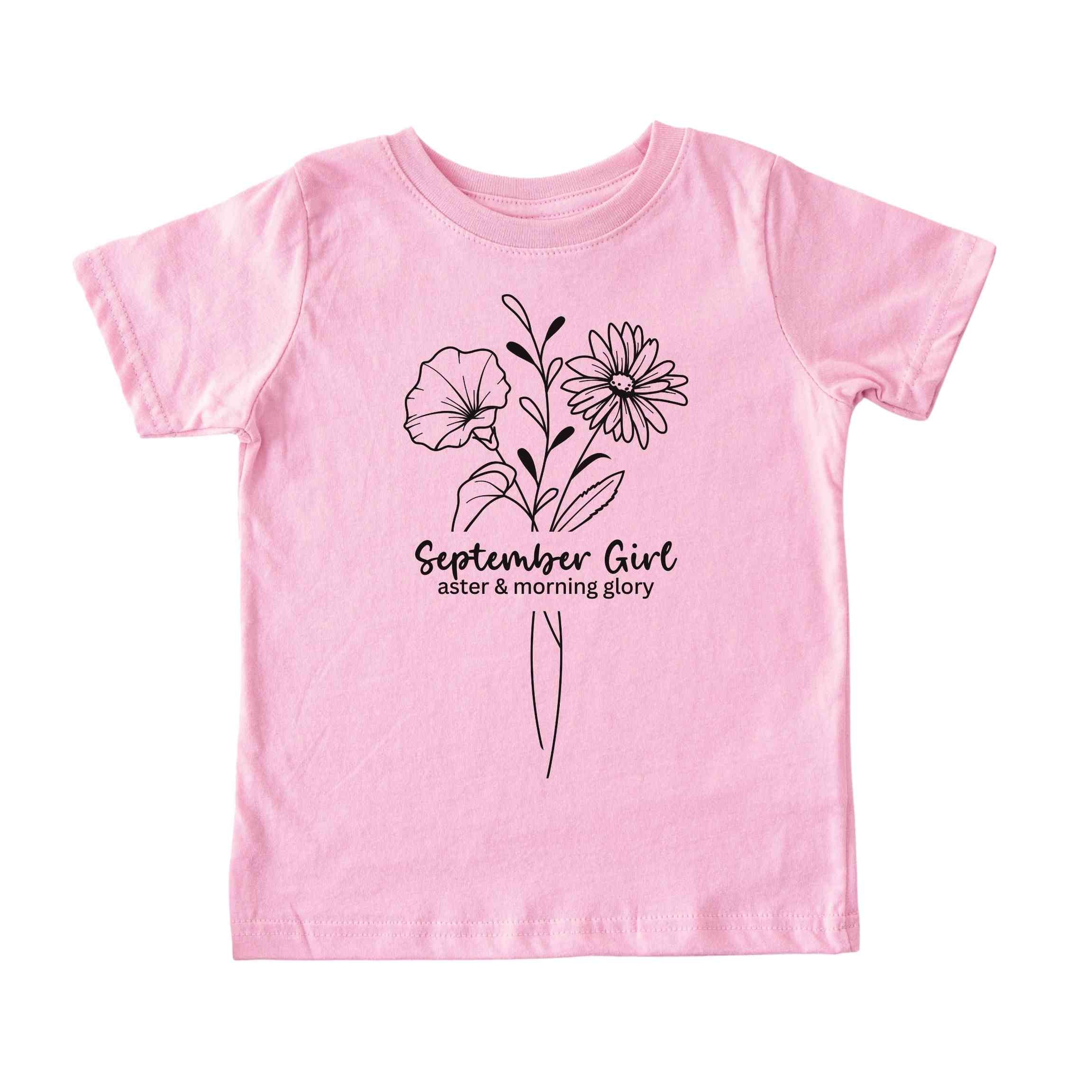 September Girl Birth Flowers (Line Art) Tee - Toddlers